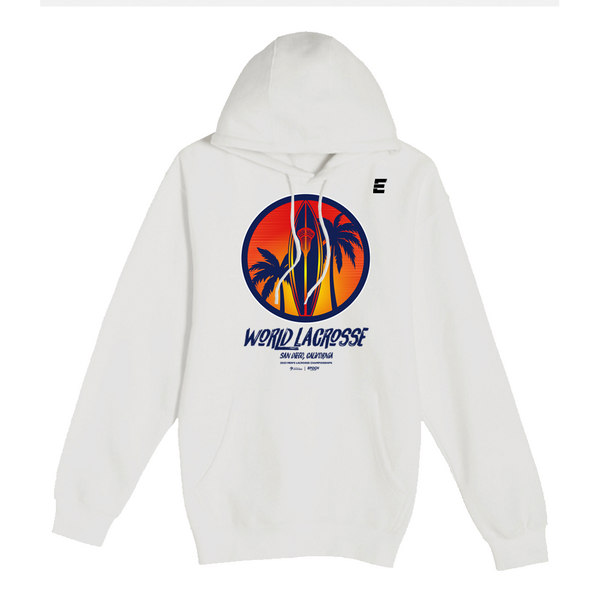 World Lacrosse Championship Surfboard Hooded Sweatshirt - White